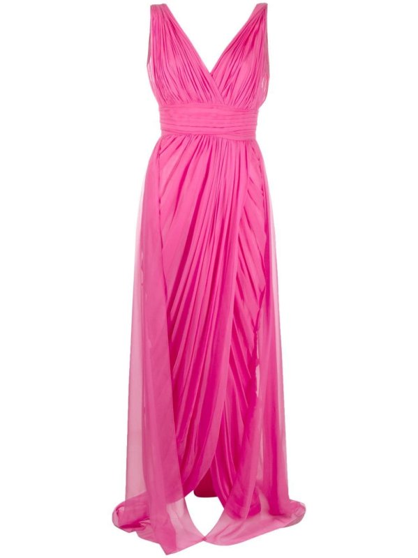 draped tulle silk gown