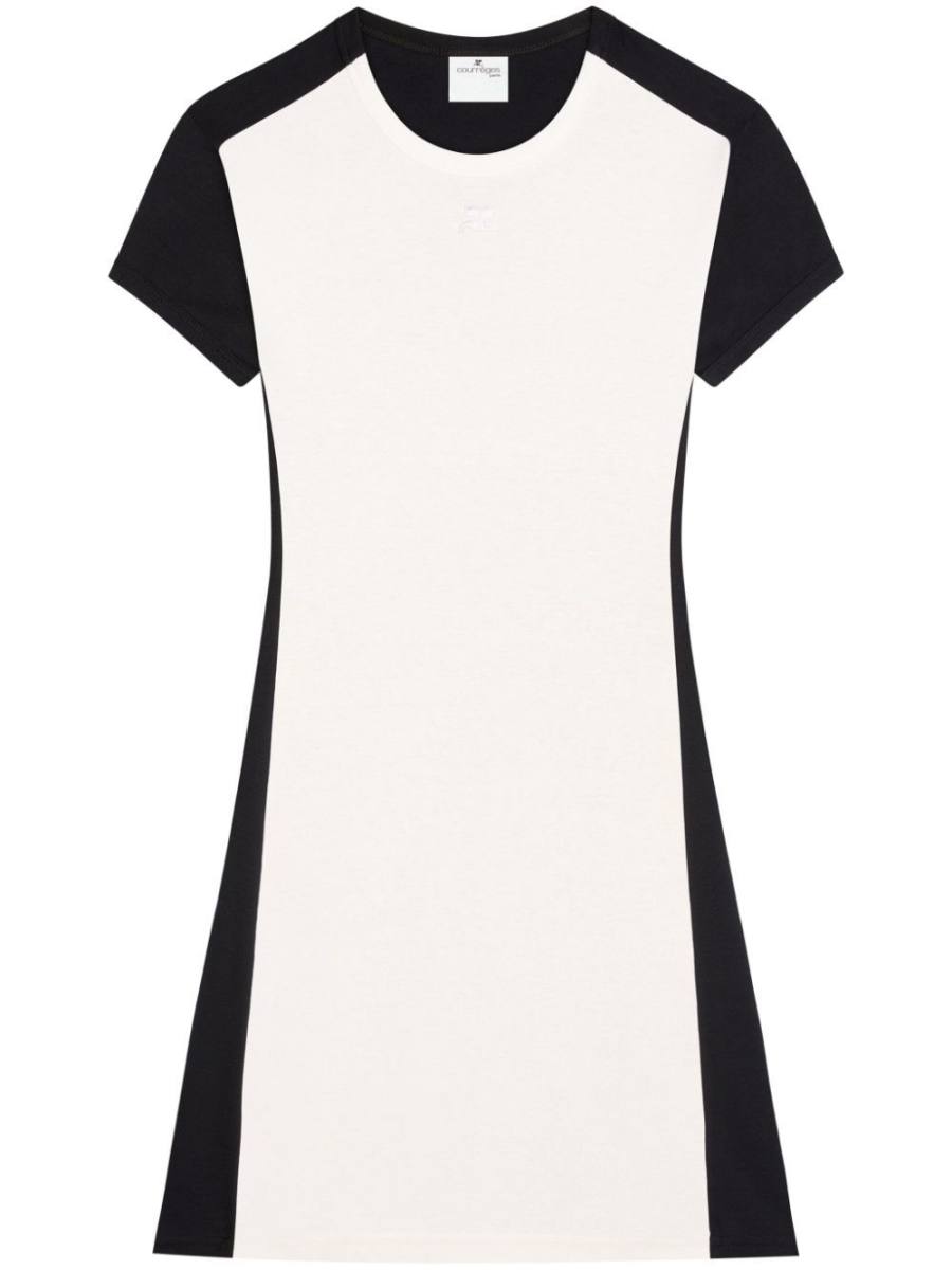 contrast-frame cotton mini dress