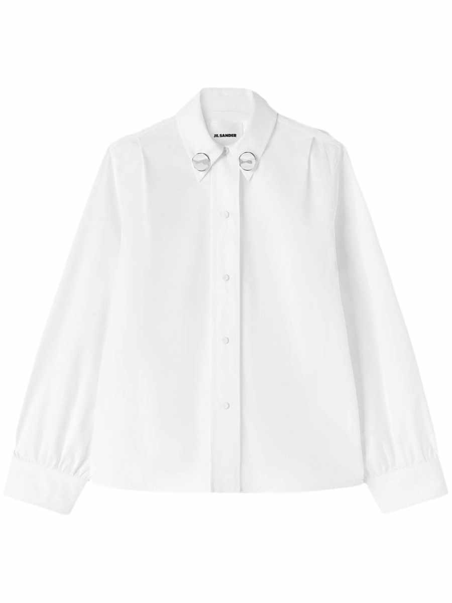 jewel-clip cotton shirt