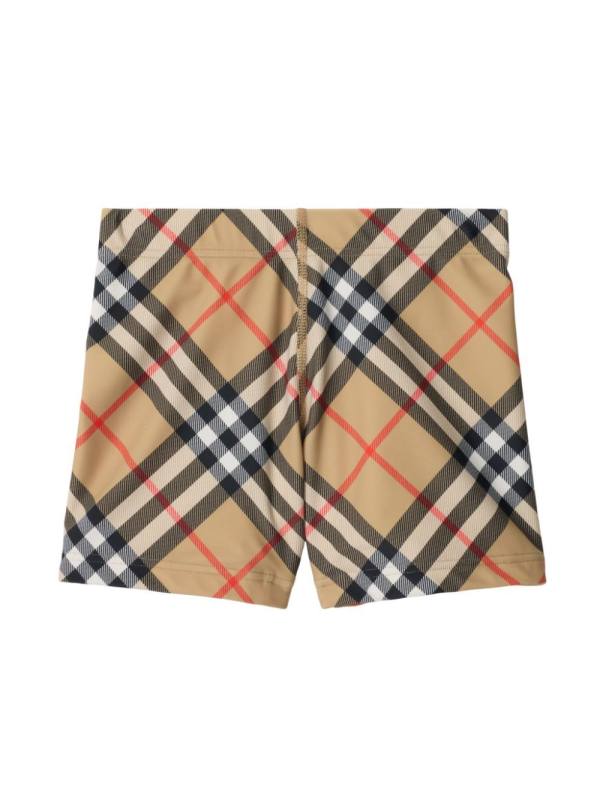 check-pattern swim shorts