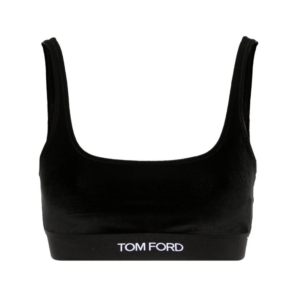 Tom Ford Logo-jacquard Velvet Bralette Top