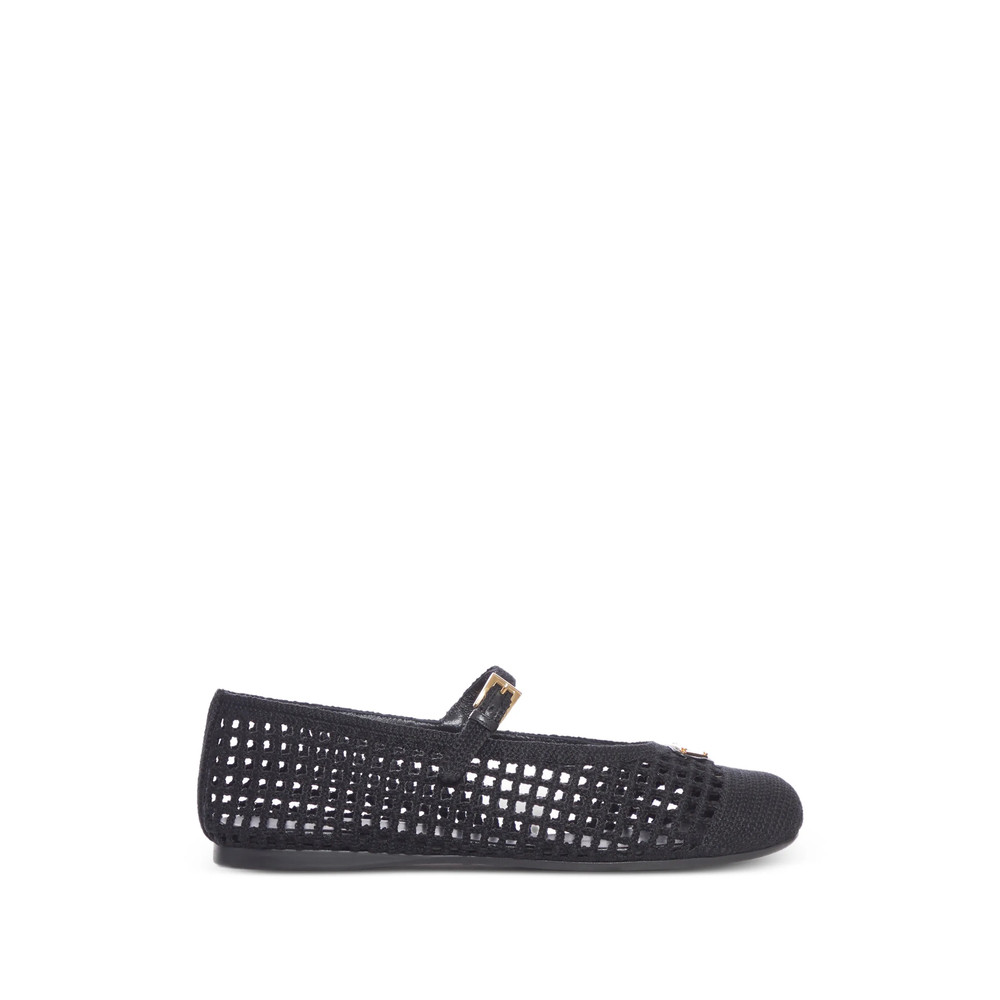 Prada Crochet Logo-plaque Ballet Flats