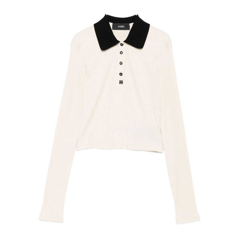 Amiri Ribbed-knit Polo Top
