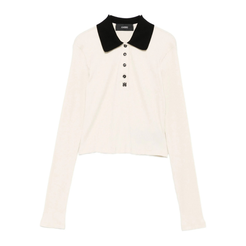Amiri Ribbed-knit Polo Top