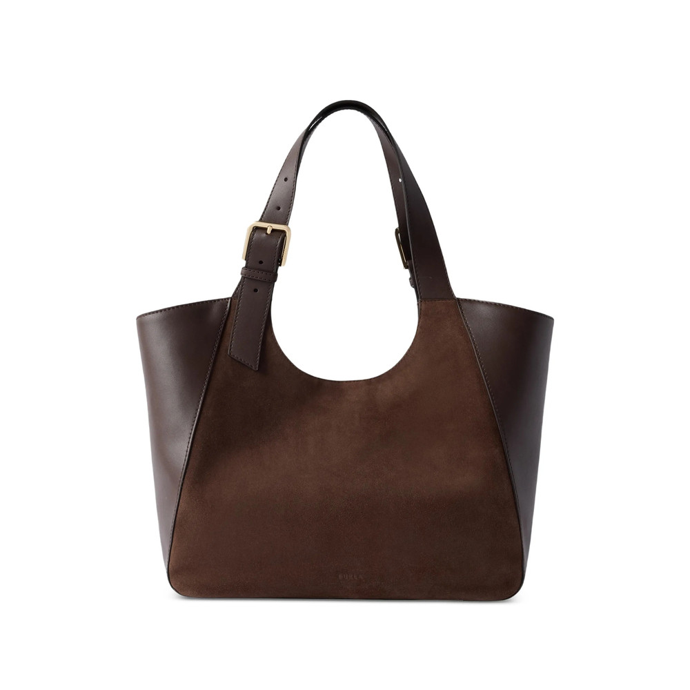 Furla Suede-panel Leather Tote Bag M