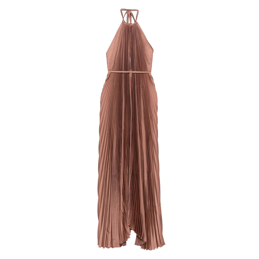 L'idee Pleated Halterneck Gown