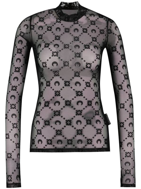 moonogram mesh T-shirt