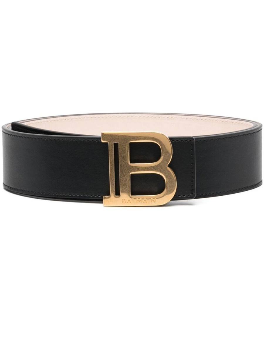 logo-plaque leather belt