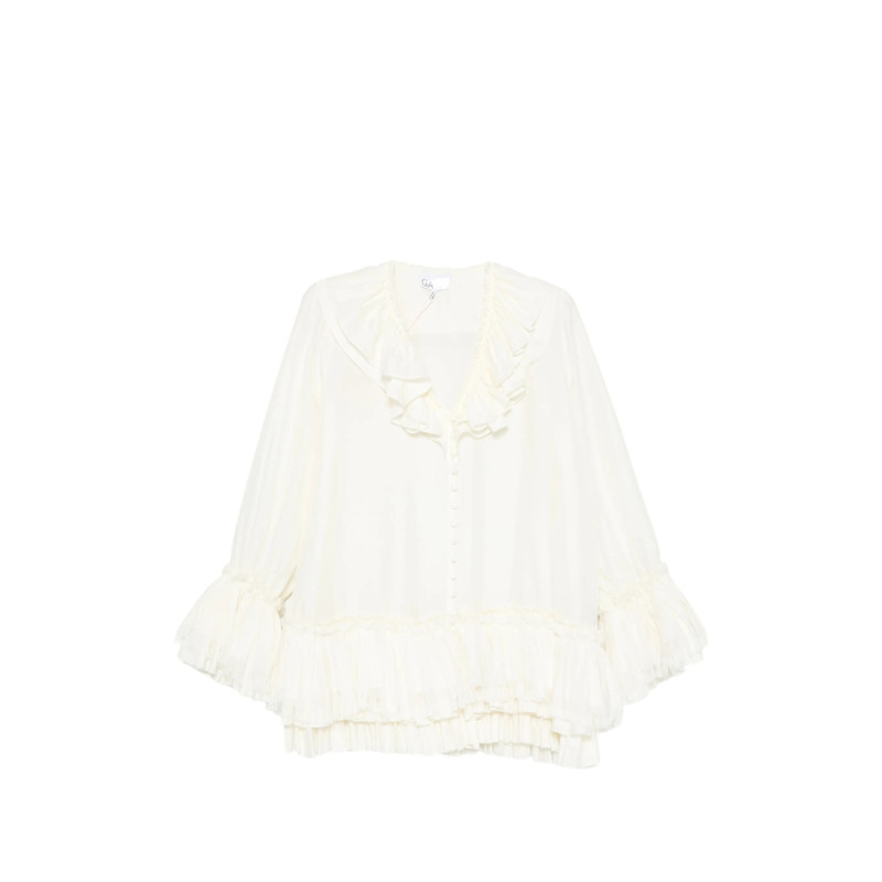 Ganni Ruffled Tiered Blouse