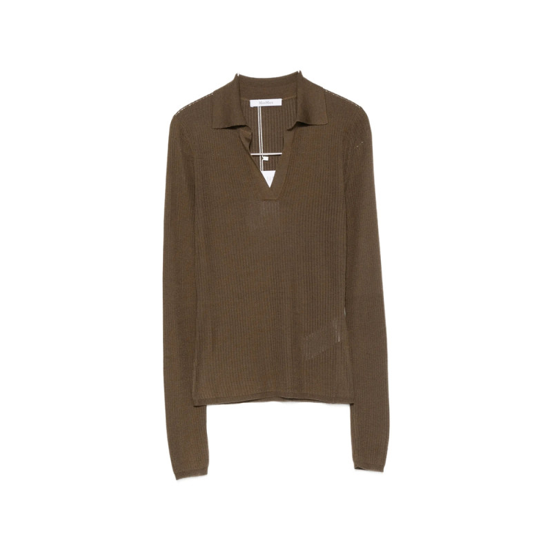 Max Mara Ribbed-knit Polo Sweater