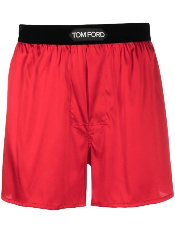 logo-waist satin boxers