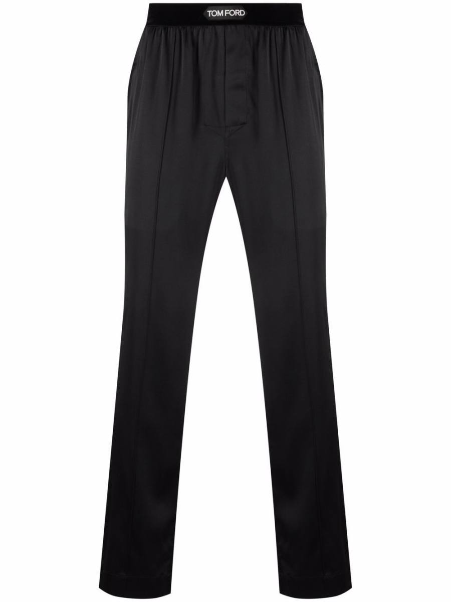 logo-waistband silk pajama trousers