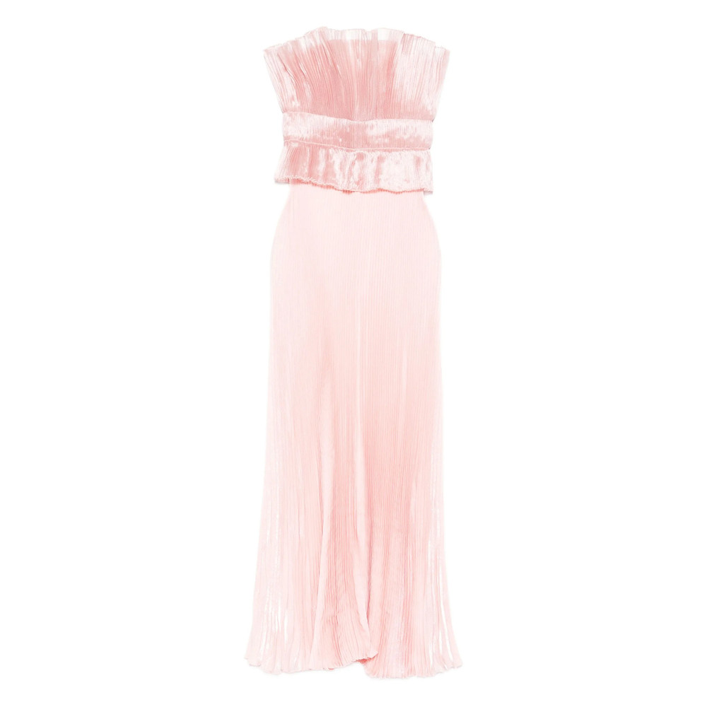 L'idee Pleated Ruffled Gown