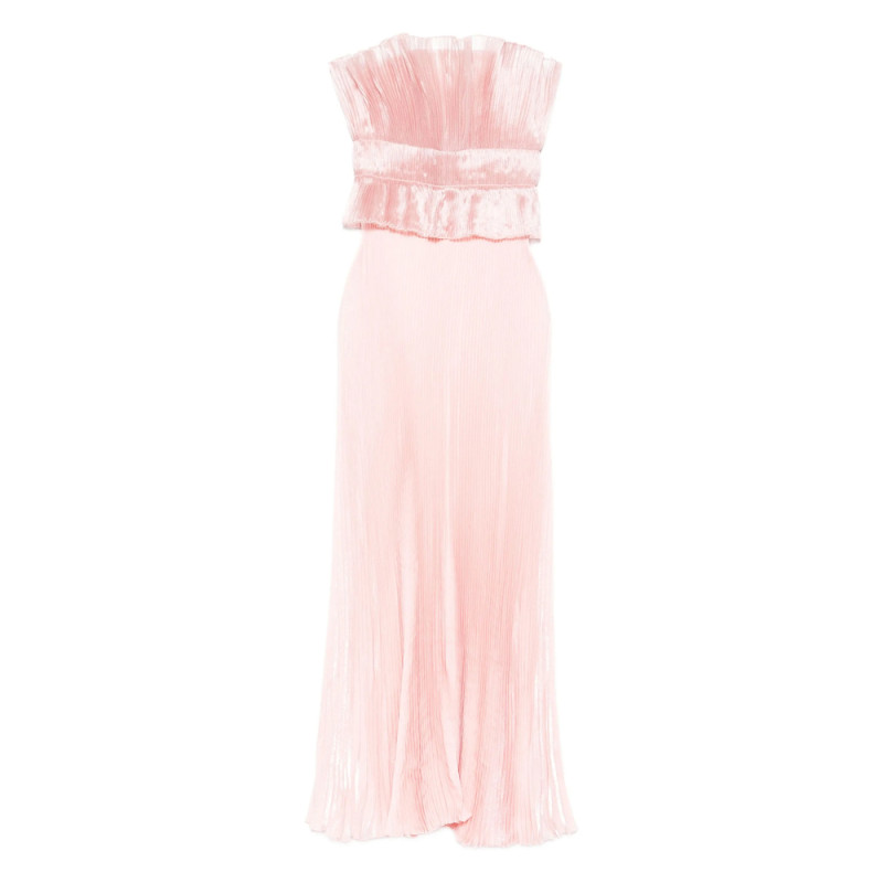 L'idee Pleated Ruffled Gown