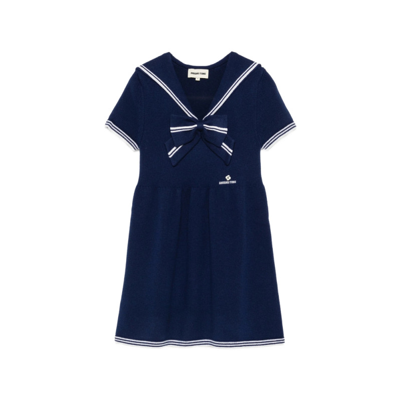 Shushu/tong Bow-detail Sailor-collar Mini Dress