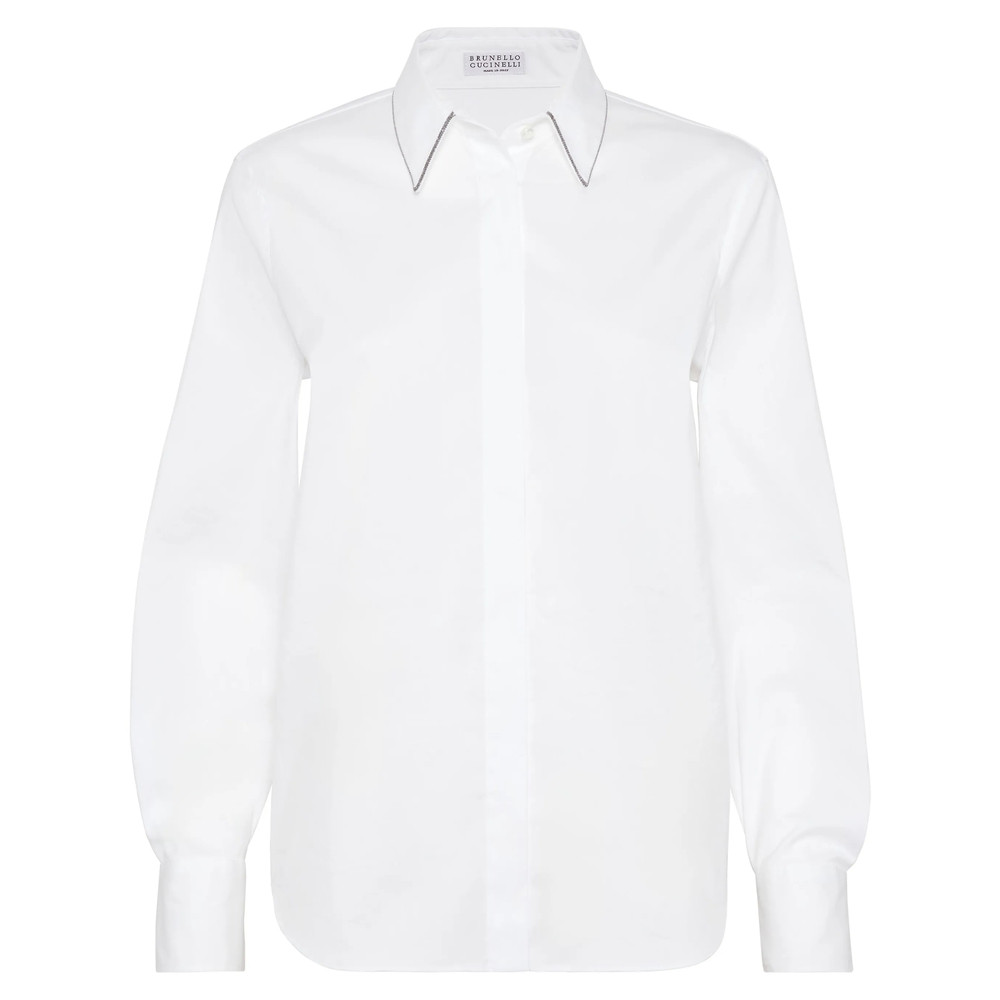 Brunello Cucinelli Collar-trim Long-sleeve Shirt