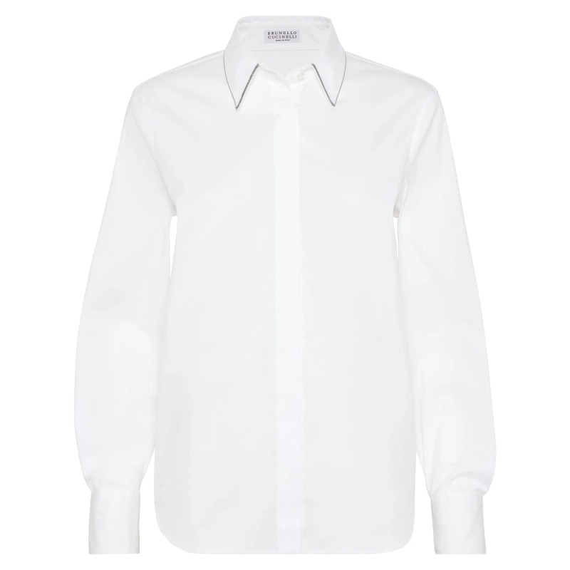 Brunello Cucinelli Collar-trim Long-sleeve Shirt