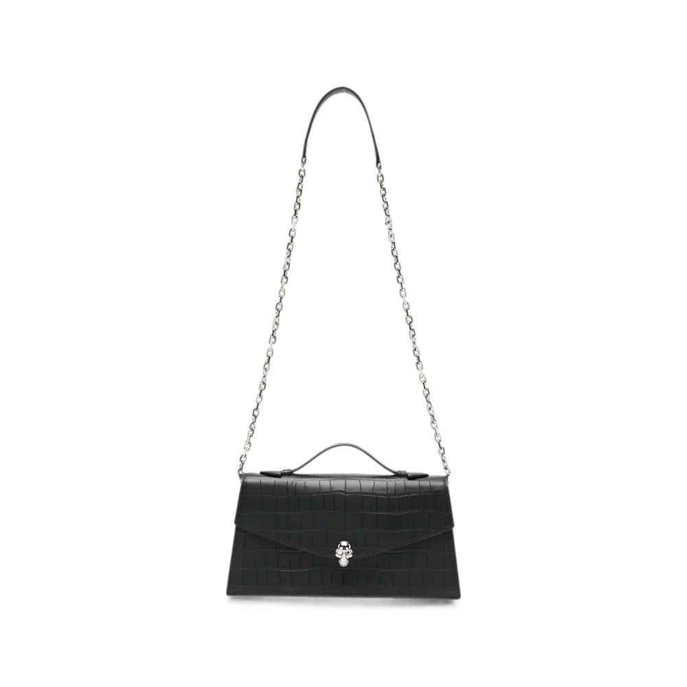 Alexander Mcqueen Skull Crocodile-effect Shoulder Bag