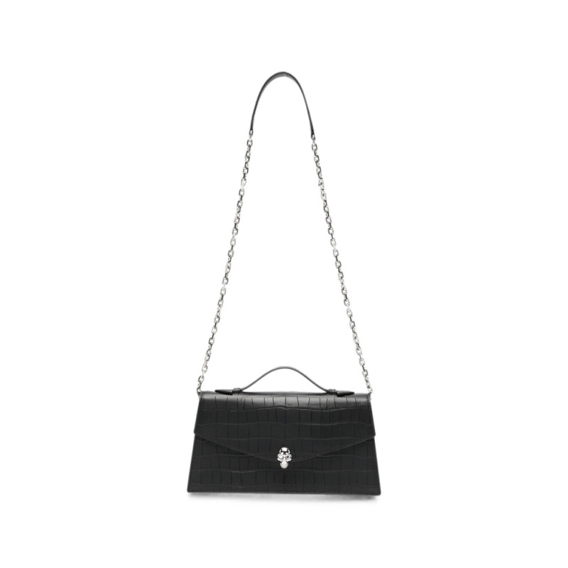 Alexander Mcqueen Skull Crocodile-effect Shoulder Bag