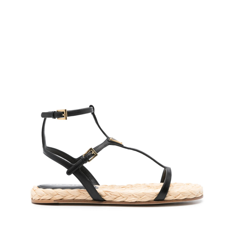 Prada Triangle-logo Leather Sandals