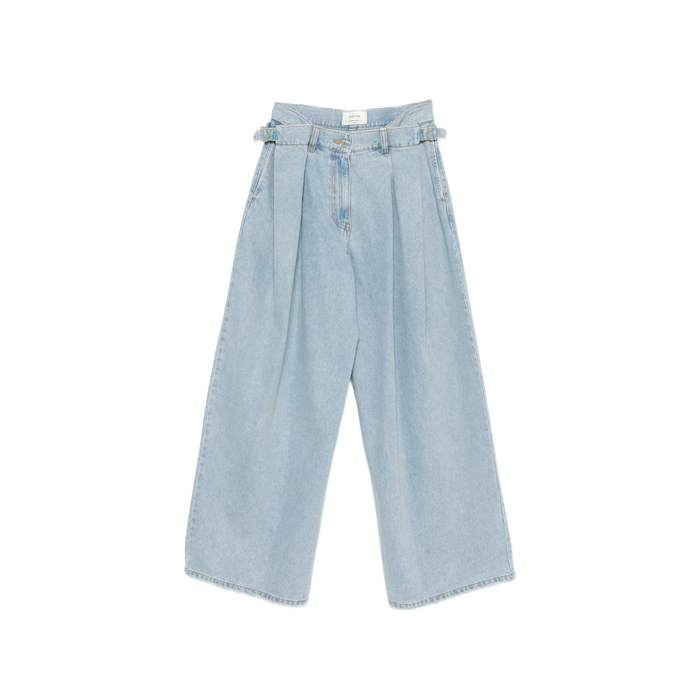 System Pleated Button-fastening Jeans