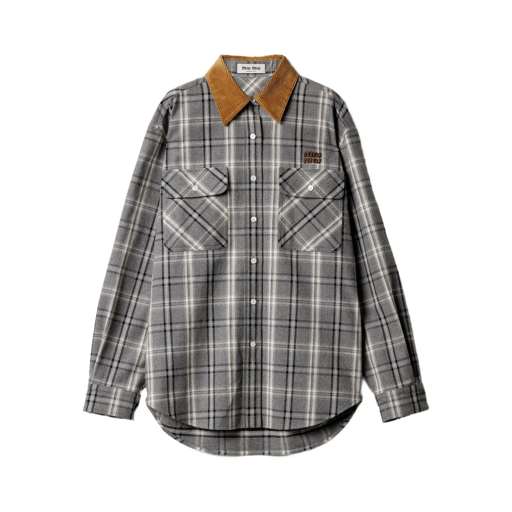 Miu Miu Checked-pattern Chest-pocket Shirt