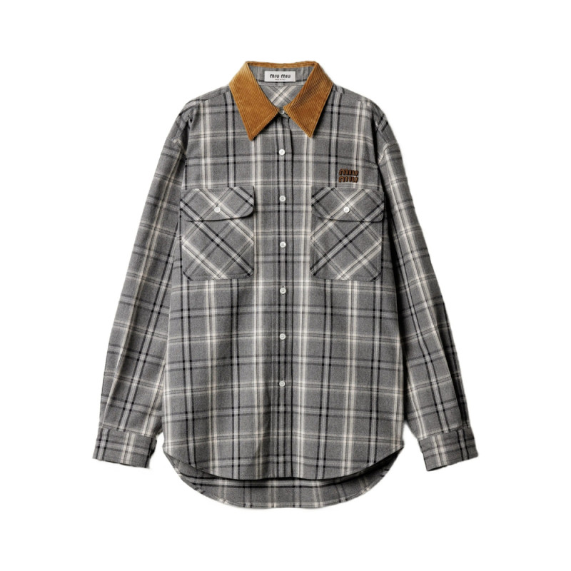 Miu Miu Checked-pattern Chest-pocket Shirt