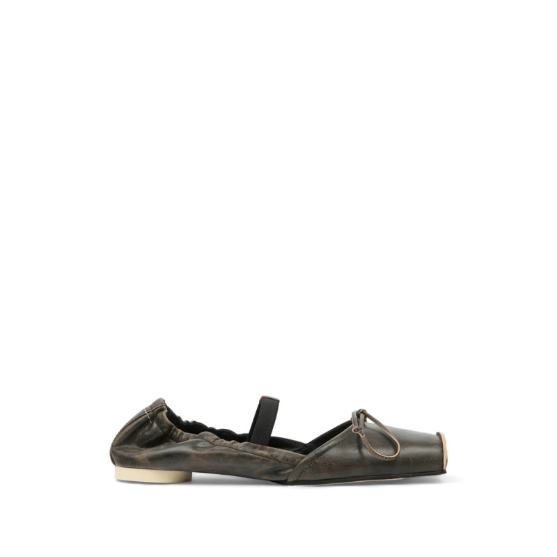 Mm6 Maison Margiela Square Toe Bow Ballerina Shoes