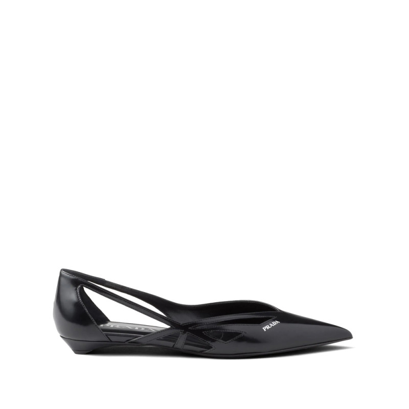 Prada Leather Cut-out Ballerinas