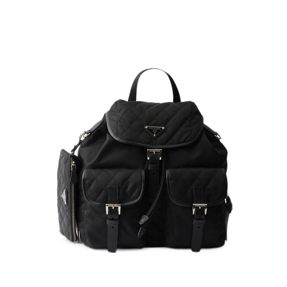Prada Medium Quilted Re-Nylon Backpack With Saffiano Leather Trim