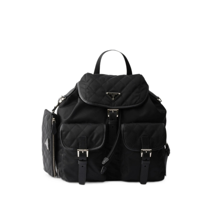 Prada Medium Quilted Re-Nylon Backpack With Saffiano Leather Trim
