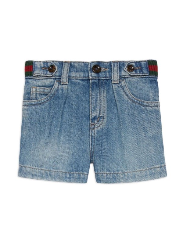 Web-detail denim shorts