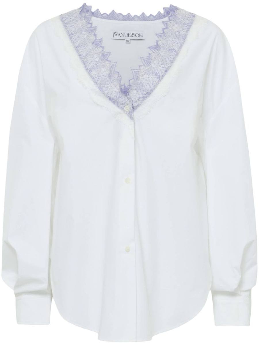 V-neck lace-trim shirt