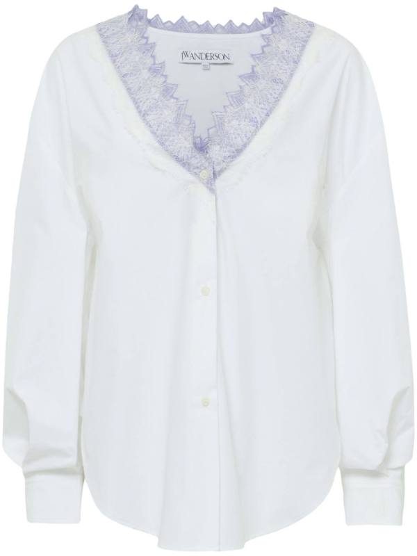 V-neck lace-trim shirt