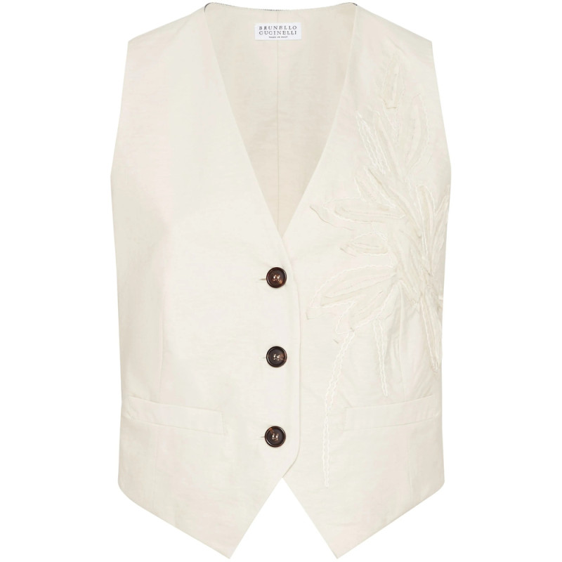 Brunello Cucinelli Flora-appliqué Waistcoat