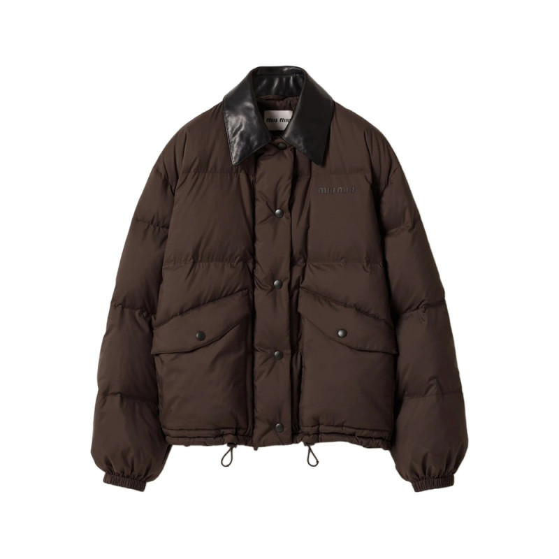 Miu Miu Leather-collar Puffer Jacket