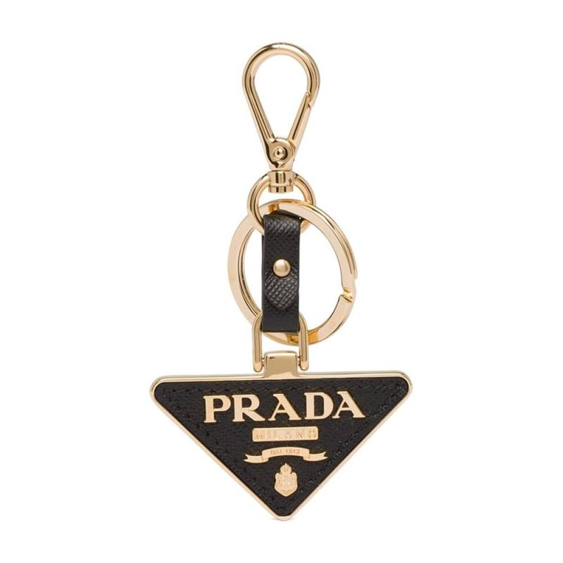 Prada Triangle-logo Leather Keychain