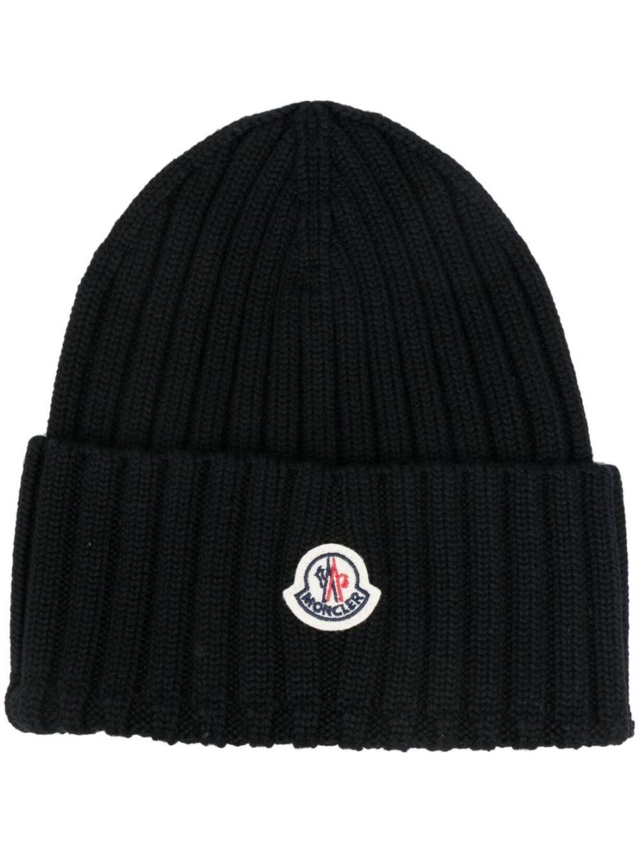 ribbed-knit virgin wool bea