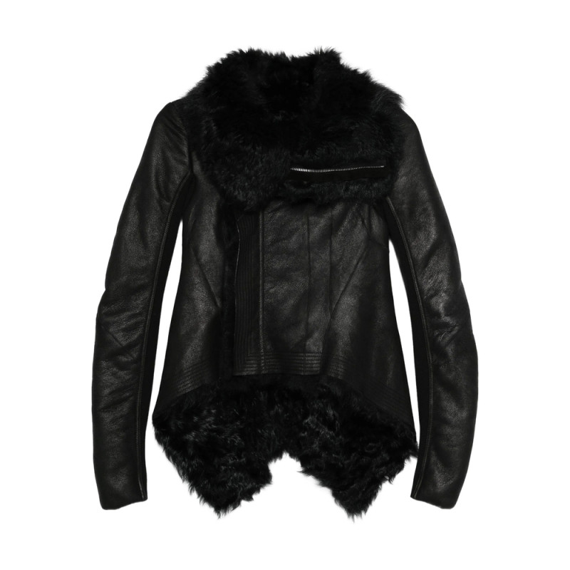 Rick Owens Fur-trimmed Leather Jacket