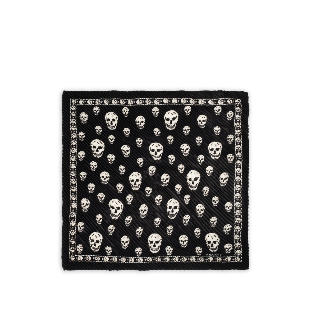 Alexander Mcqueen Skull-print Plissé Scarf