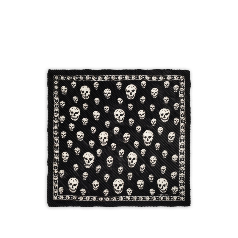 Alexander Mcqueen Skull-print Plissé Scarf
