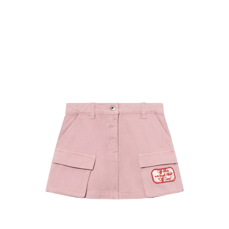 Off-white Satin Patch Cargo Skirt