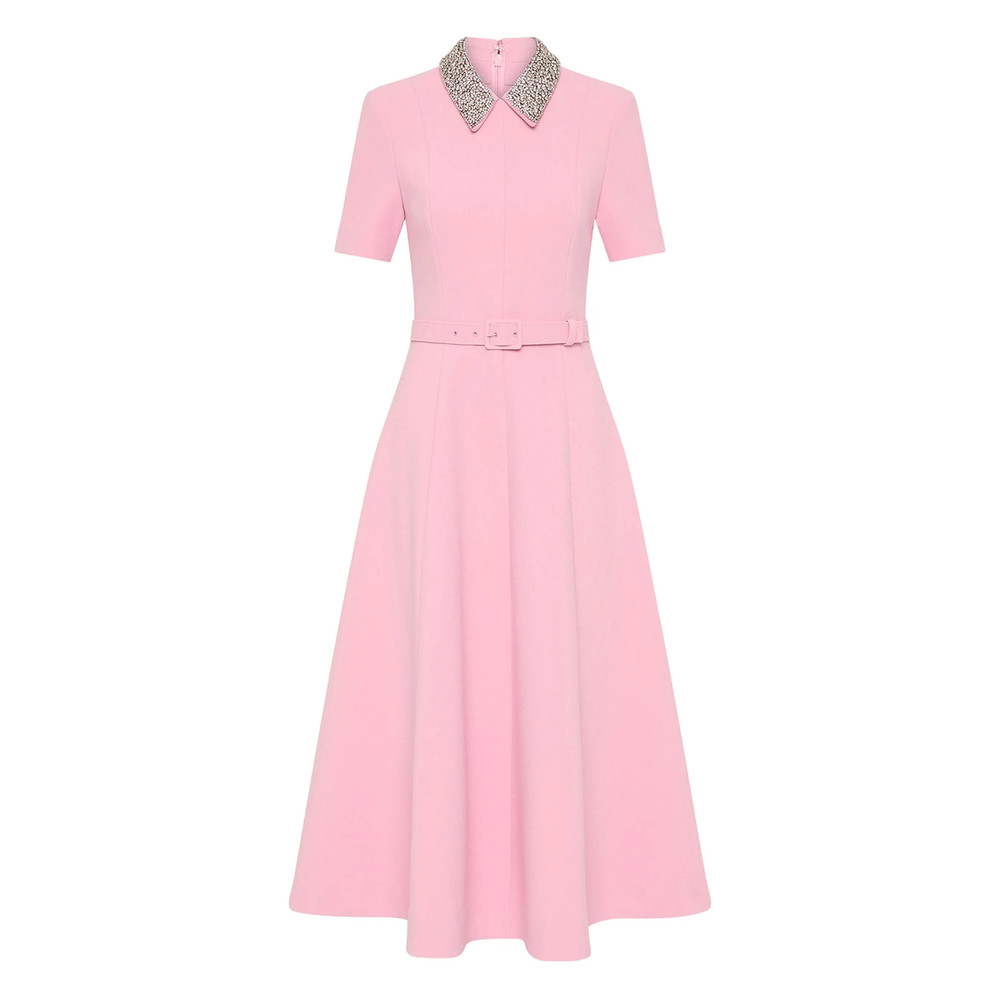 Rebecca Vallance Embellished-collar Belted Dress