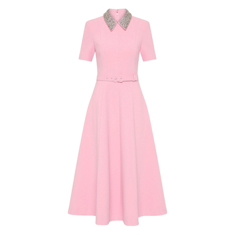 Rebecca Vallance Embellished-collar Belted Dress