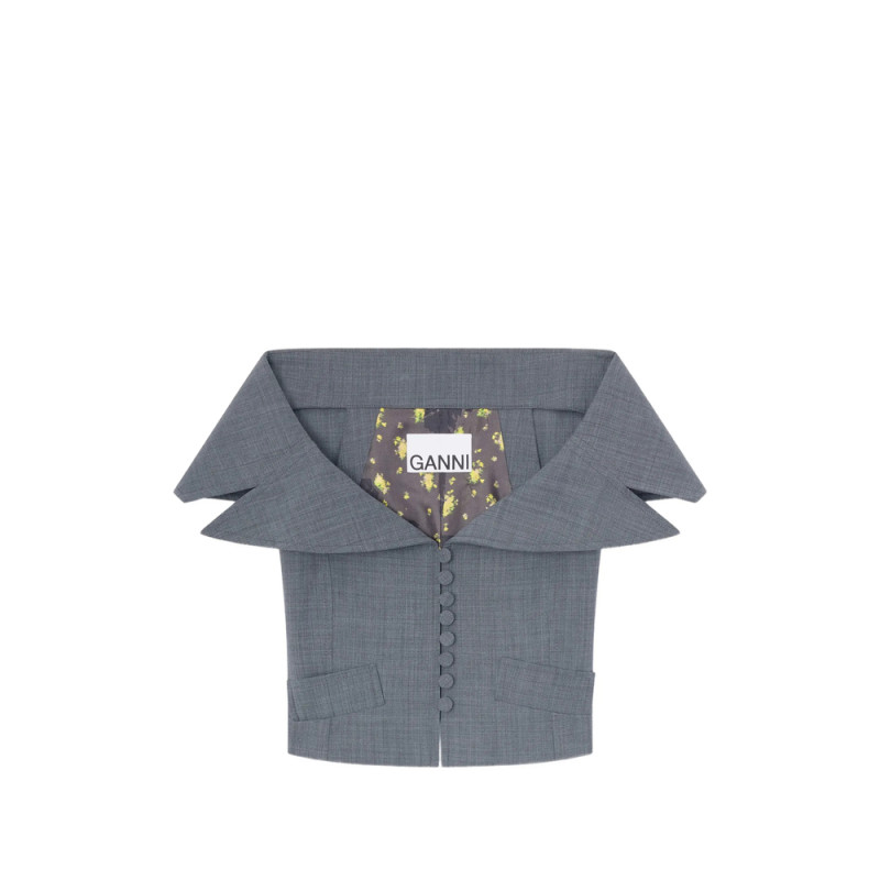 Ganni Off-shoulder Button Top