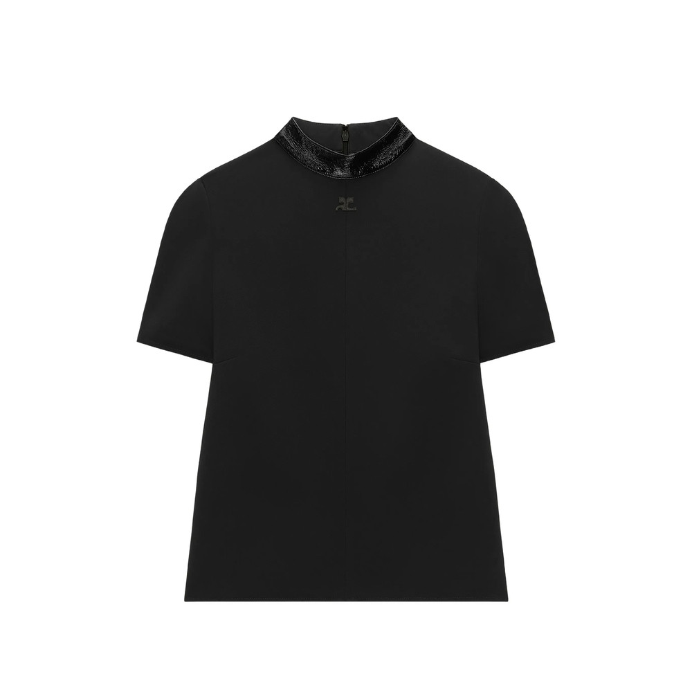 Courrèges Vinyl-trimmed High-neck T-shirt