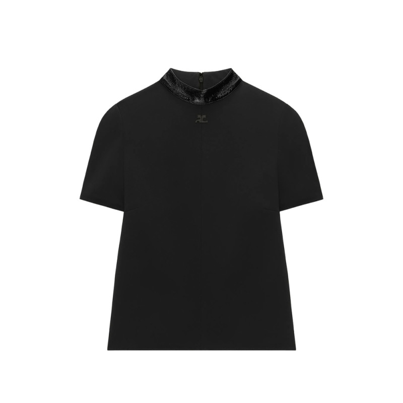 Courrèges Vinyl-trimmed High-neck T-shirt