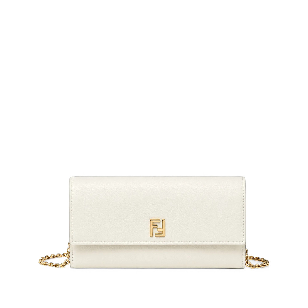 Fendi FF Logo Continental Leather Chain Wallet