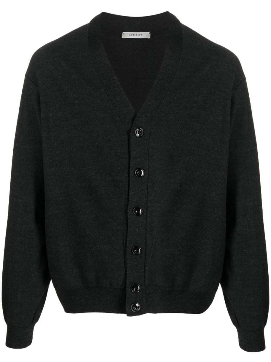 mélange-effect wool blend cardigan