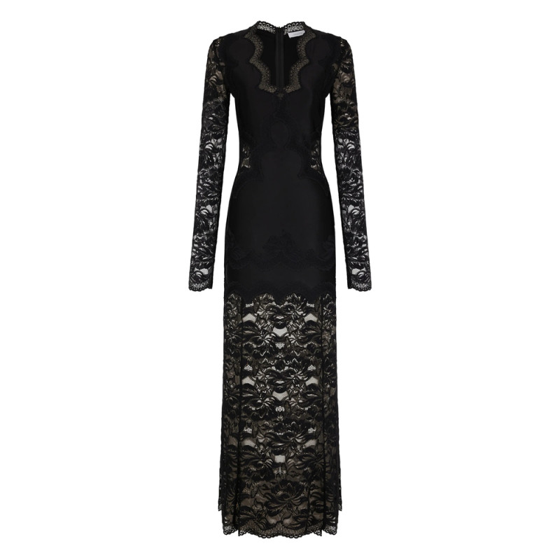 Rabanne Long-sleeve Lace Maxi Dress